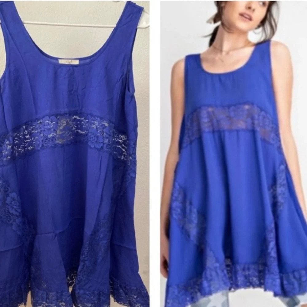 EASEL Royal Blue Sleeveless Summer Flowy Dress Size Small